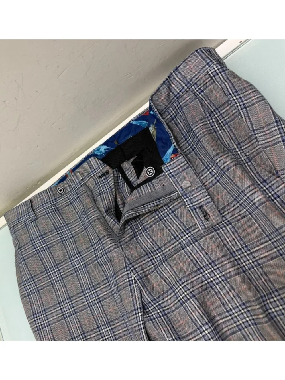 Paisley & Gray 2 Piece Suit Slim Fit 40L Blazer 34X32 Pants Double Vent Plaid - Picture 14 of 16